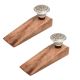 2 Pieces Emerald Hue Golden Pattern Ceramic Wooden Door Stopper